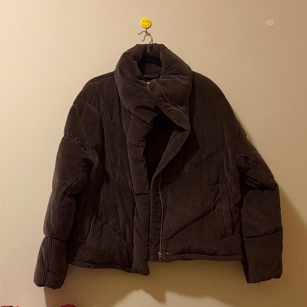 Aritzia Dark Brown Corduroy Puffer Jacket